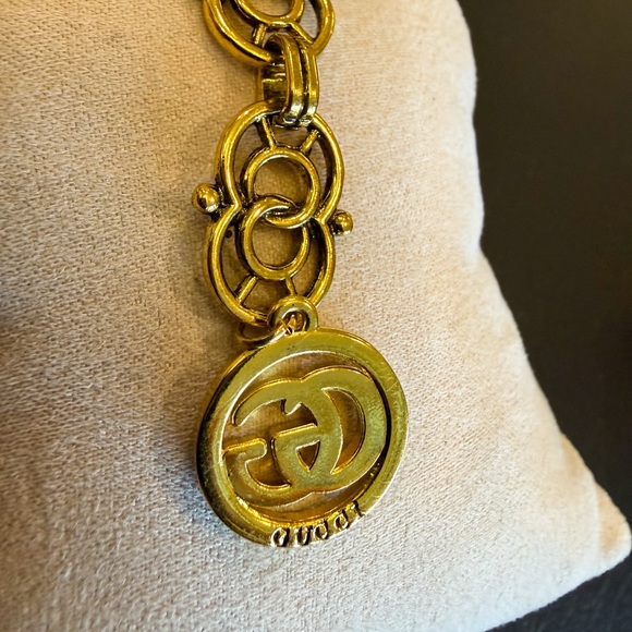 GUCCI GG Charm drop Y necklace Lariat Upcycled 14k Gold plated - Picture 2 of 5